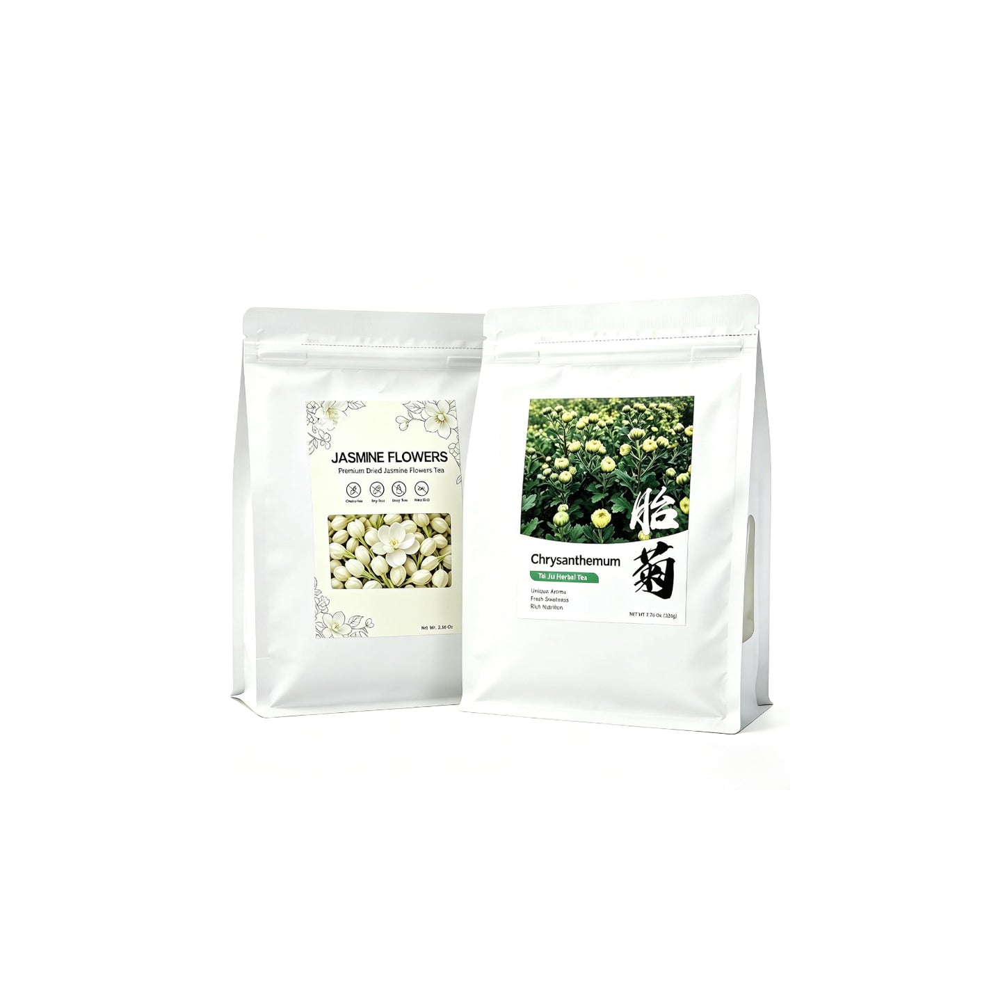 YUNJIAN Dried Jasmine Flowers, Jasmine Buds Tea Loose Leaf, Chrysanthemum Tea, Chinese Chrysanthemum Herbal Flower Tea Loose Leaves, Dried Chrysanthemum Flower